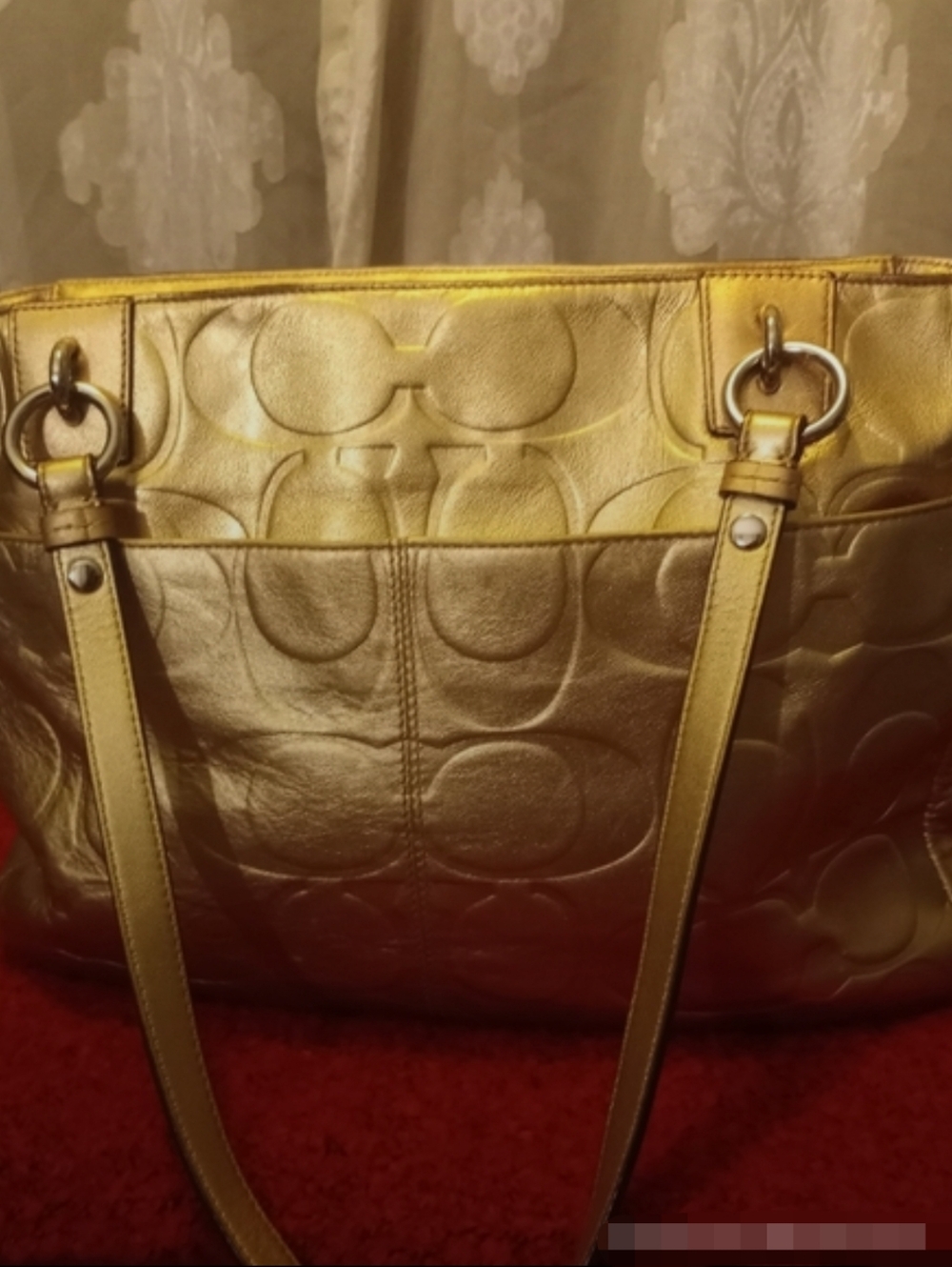 COACH Gold Leather Embossed Tote - Picture 8 of 8